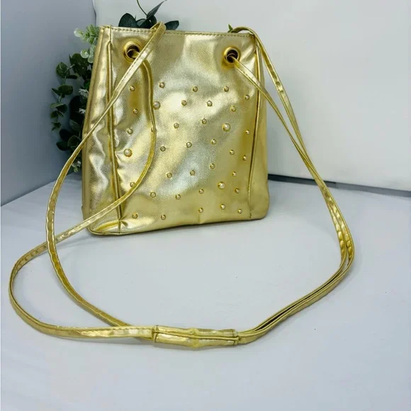 Warren Reed Women’s Gold Purse White Pearl Embellishments Double Strap Vintage  - Picture 4 of 8